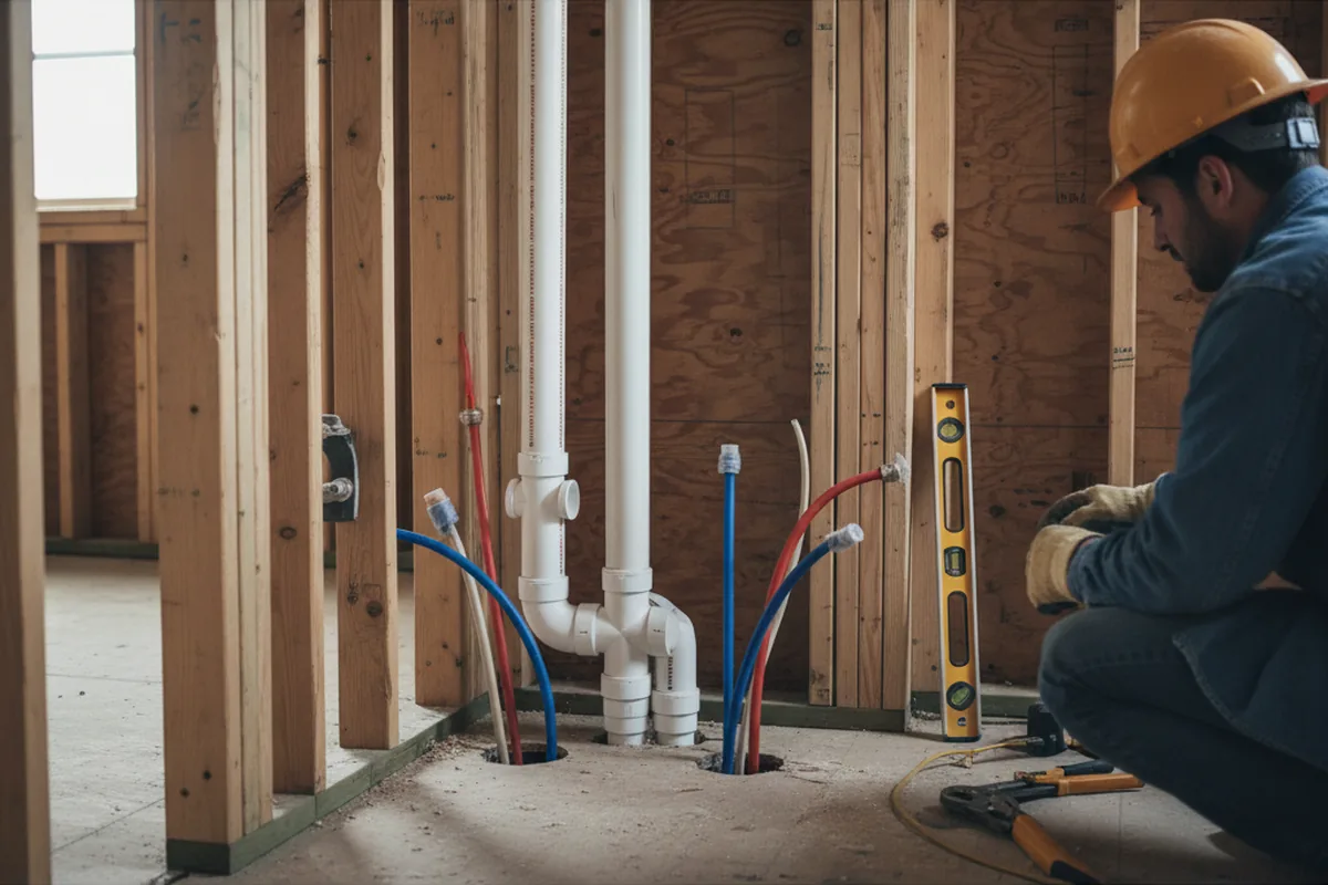 Drain and supply rough-in during Toilet Repair and Installation in Versailles